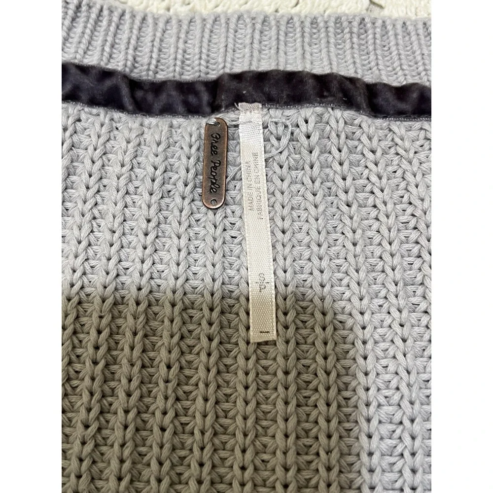 Free‎ People 100% Cotton Sweater Womens Small Gray Knit Damsel Bell Sleeve Soft